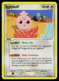 Pokemon Card - Igglybuff Crystal Guardians 21/100 Rare - Image 1