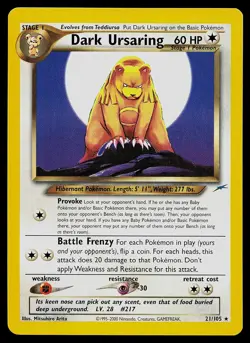 Pokemon Card - Dark Ursaring Neo Destiny 21/105 Rare - Image 1
