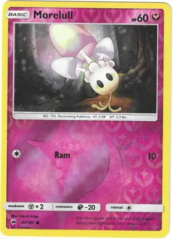 Pokemon REVERSE HOLO MORELULL Burning Shadows 97/147 NM/MINT PACK FRESH - Image 1