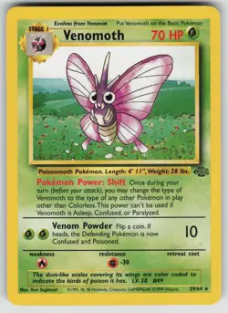 Venomoth 29/64 Rare Jungle Pokemon Unlimited Lightly Played - Image 1