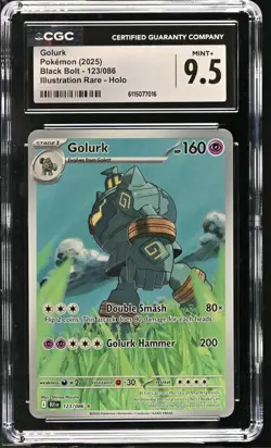 Pokemon CGC 9.5 Mint Golurk 123/086 SV Black Bolt Illustration Rare Holo 2025 - Image 1