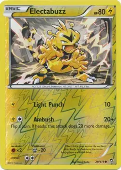 Pokemon - Electabuzz - 29/111 - Common - Reverse Holo - XY - Furious Fists - NM - Image 1