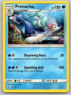 Primarina 41/149 SM Base Set Rare Pokemon NM - Image 1