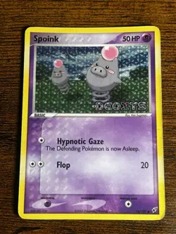 Spoink 76/107 Reverse Holo Stamp Common Deoxys Pokemon English HP/DMG - Image 1