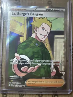 Lt. Surge's Bargain 170/132 Ultra Rare, Mega Evolution Full Art Holo Pokemon TCG - Image 1
