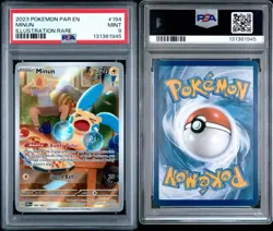 2023 POKEMON PAR EN-PARADOX RIFT ILLUSTRATION RARE #194 MINUN PSA 9 - Image 4