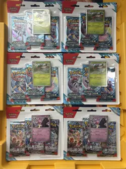 6 Total Pokemon 3 Pack Blisters Lot Bundle Collection With 2 STELLAR + 4 Journey - Image 1