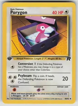 Porygon 48/82 Uncommon Team Rocket Pokemon 1st Edition Moderately Played - Image 1