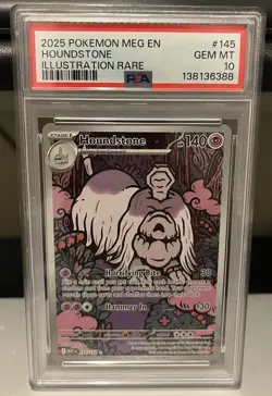 2025 POKEMON MEG EN #145/132 HOUNDSTONE *RARE ILLUSTRATION PSA 10 GEM MINT* - Image 1