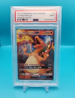 2019 Pokemon Sun & Moon Hidden Fates Charizard GX 9/68 PSA 9 MINT - Image 1
