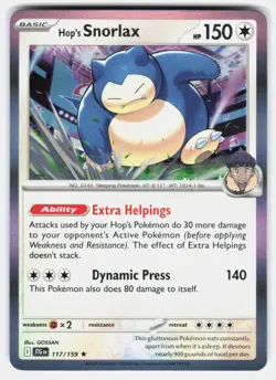 HOP'S SNORLAX 117/159 RARE JOURNEY TOGETHER POKEMON HOLO NM/M - Image 1