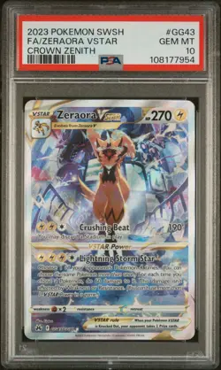 2023 POKEMON SWORD & SHIELD CROWN ZENITH #GG43 FULL ART ZERAORA VSTAR PSA 10 - Image 1