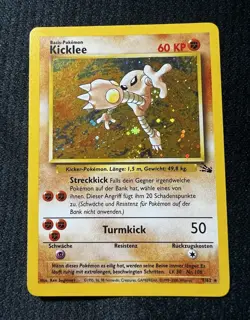 Wizards of the Coast Hitmonlee 7/62 Fossil Unlimited Holo Rare 60 GER 2000 Swirl - Image 1