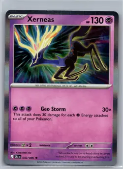 Xerneas 042/086 Rare ME04: Chaos Rising Pokemon Holo Near Mint - Image 1