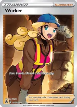 Worker (Full Art, #195/195) - Holofoil SWSH - Silver Tempest NM Pokemon - Image 1