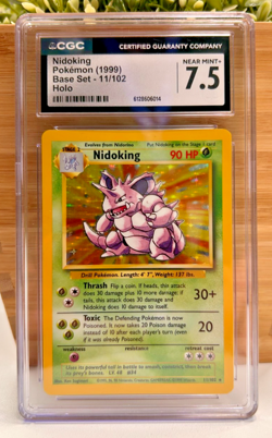1999 Holo Rare Nidoking 11/102 Base Set Pokemon TCG Card Graded CGC 7.5 NM+ - Image 1
