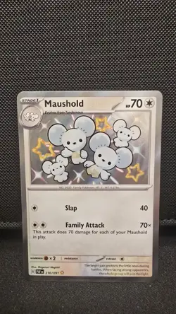 Maushold 210/091 SV: Paldean Fates Holo Pokemon Near Mint - Image 1