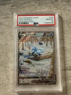 Pokemon Evolving Skies Glaceon v Alternative Art Card 175/203 PSA 10 Gem Mint - Image 1