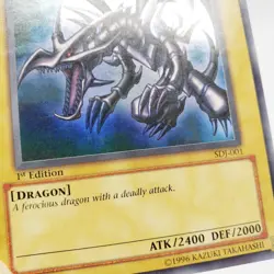 Yu Gi Oh! Red-Eyes B. Dragon Ultra Rare 1st Edition Card SDJ-001 Damaged 1996 - Image 3