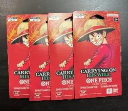 (4 Pack) One Piece Card Game OP-13 Carrying On His Will English Booster Packs - Image 1