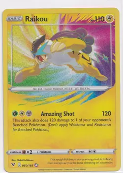 Raikou SWSH04: Vivid Voltage #050/185 Amazing Rare,Holo Pokemon Card - Image 1