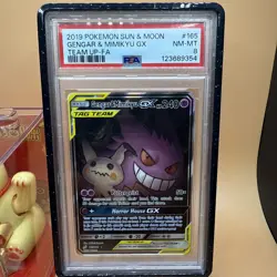 Pokemon Gengar & Mimikyu GX Team Up Full Alt Art #165 PSA 8 Super Clean! - Image 2
