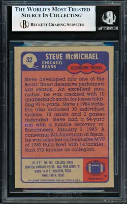 Steve McMichael Signed 1985 Topps RC #32 Bears Beckett #19830002 Card - Image 2