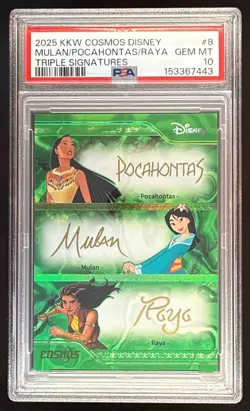 2025 Kakawow Cosmos Disney Pocahontas Mulan Raya Triple Signature Card /25 - Image 1