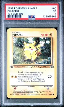 1999 POKEMON JUNGLE 1ST ED #60 PIKACHU PSA 1 - Image 1