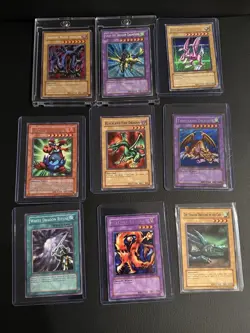 Vintage Yugioh Lot- Dragon Card Lot (9 Cards); Ft. Several Holo Bleeds - Image 1