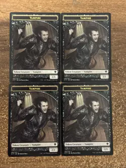 MTG *4x Black Vampire Token | 3 With Bat, 1 With Zombie Back*(MP) Commander 2017 - Image 1