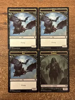 MTG *4x Black Vampire Token | 3 With Bat, 1 With Zombie Back*(MP) Commander 2017 - Image 2