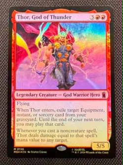 🌈 FOIL - Thor, God of Thunder - MTG Marvel Super Heroes 156 - NM/M - Image 1