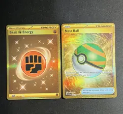 Pokemon TCG Scarlet & Violet Holo 2-Card Lot: Basic Fighting Energy 258/198 - Image 1