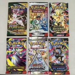 Pokemon TCG 6 Booster Pack Lot Evolving Skies Ascended Hero Prismatic Phantasmal - Image 1