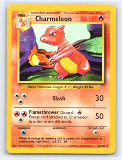 Pokemon TCG Charmeleon Base Set 24/102 Regular Unlimited Uncommon MP - Image 1