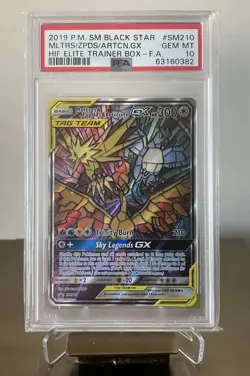 2019 POKEMON SM BLACK STAR PROMO FULL ART/MOLTRES & ZAPDOS & ARTICUNO GX PSA 10 - Image 1