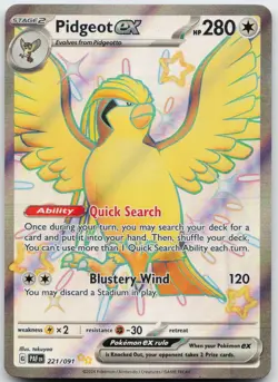 Pidgeot ex 221/091 Shiny Ultra Rare Paldean Fates Pokemon Holo Near Mint - Image 1