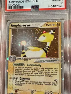 PSA 8 Ampharos ex 89/97 Holo EX Dragon 2003 Pokemon English (Big SWIRL) - Image 2