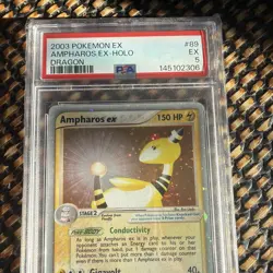 2003 POKEMON EX DRAGON #89 AMPHAROS EX-HOLO PSA 5 - Image 3