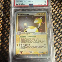 2003 POKEMON EX DRAGON #89 AMPHAROS EX-HOLO PSA 5 - Image 4