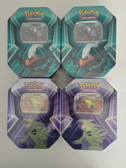 Lot of 4 Pokemon TCG Triple Whammy Tins - 2 Tyranitar + 2 Darkrai - Sealed - Image 1