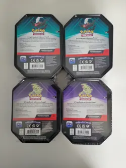Lot of 4 Pokemon TCG Triple Whammy Tins - 2 Tyranitar + 2 Darkrai - Sealed - Image 2