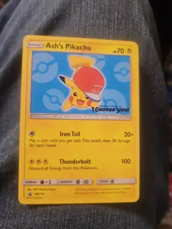 Pokemon Ash's Pikachu SM114 Promo Blue Background - Image 1