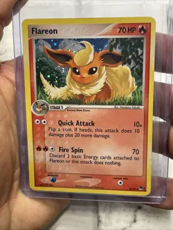 Pokemon TCG Flareon 2/17 Holo Rare POP Series 3 MP+ Vintage Pokemon Vtg SWIRL - Image 1