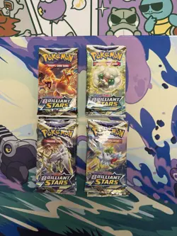 Pokemon TCG Sword & Shield Brilliant Stars Booster Packs - Complete Art Set of 4 - Image 1