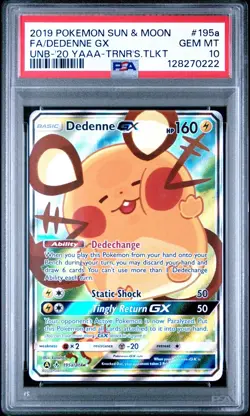 Pokemon TCG Dedenne GX 195A/214 Alternate Art Holo Promo PSA 10 (2019) EN - Image 1