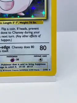Chansey 3/102 Base Set Holo Unlimited Pokemon Card English EXC/NM AU Seller - Image 5