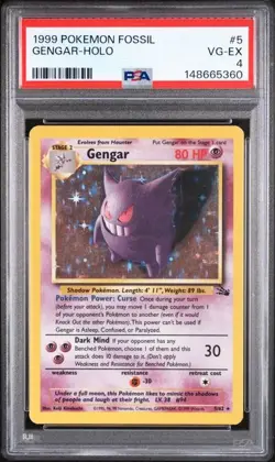 Pokemon 1999 Fossil Gengar 5/62 Holo PSA 4 English Trading Card - Image 1