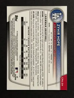 2025 Bowman Chrome Zyhir Hope #CPA-ZH First Chrome Auto True Green Refractor /99 - Image 2